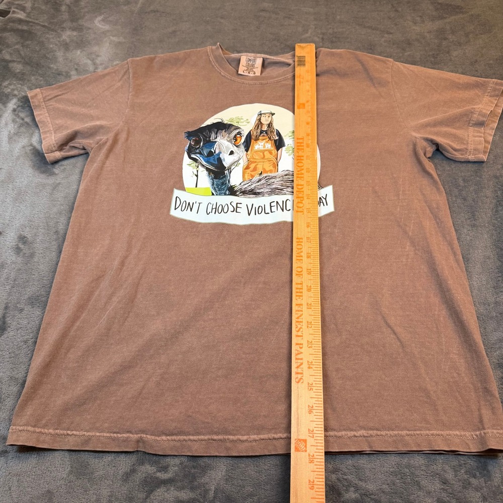 Comfort Colors Don't Choose Violence Today Emu Graphic T-Shirt Brown Women Large - Picture 8 of 9